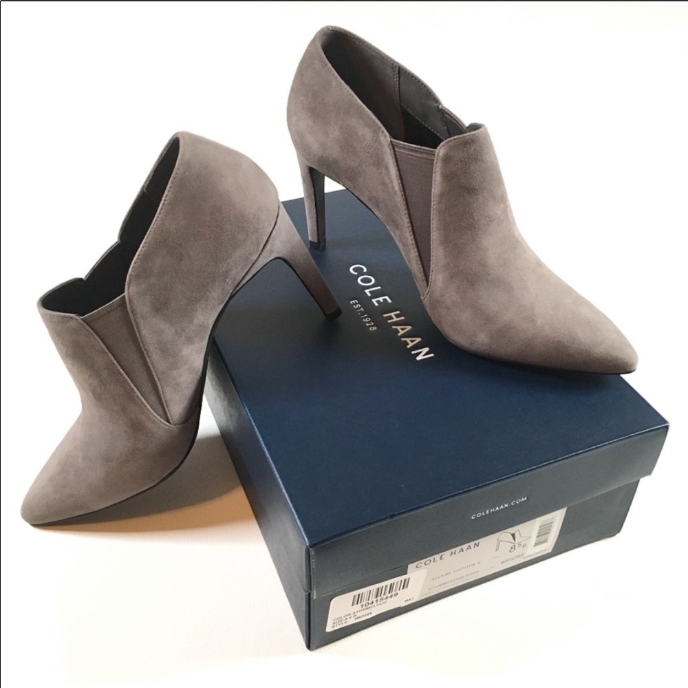 Cole Haan Allaire Ankle Heeled Suede Booties-NWOT